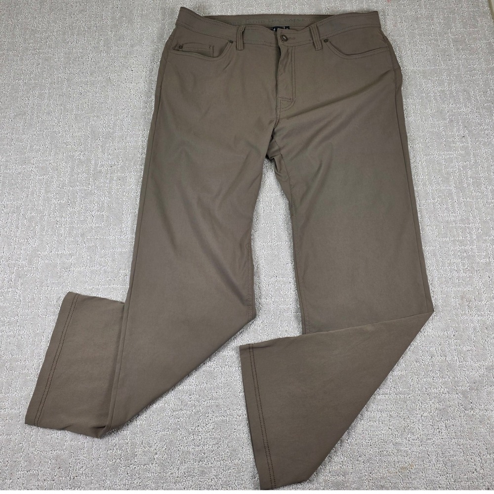 Prana Zion Slim Fit Pants Mens 38X32 Brown Nylon Stretch Outdoor Hiking Casual